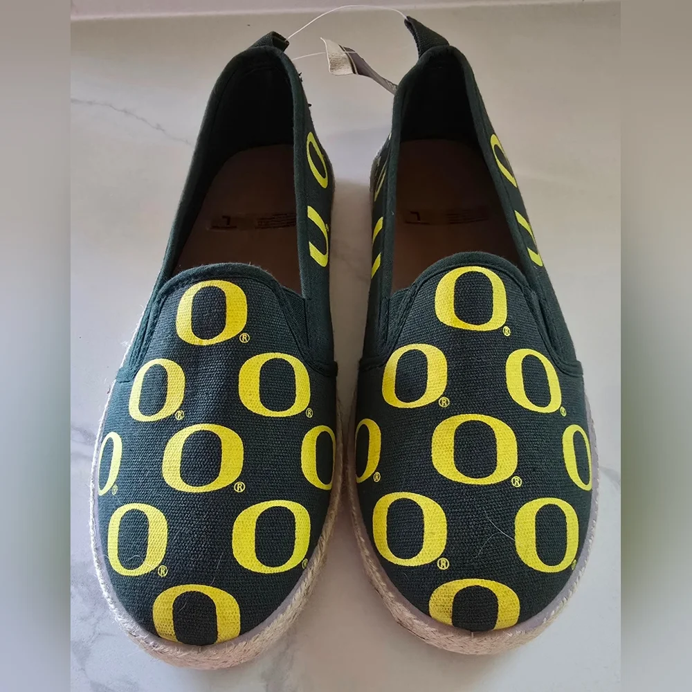 NCAA Women's Oregon Ducks Espadrille Canvas Slip On Shoes Large New‎ With Tag